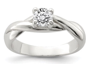 Sterling Silver & CZ Twisted Ring