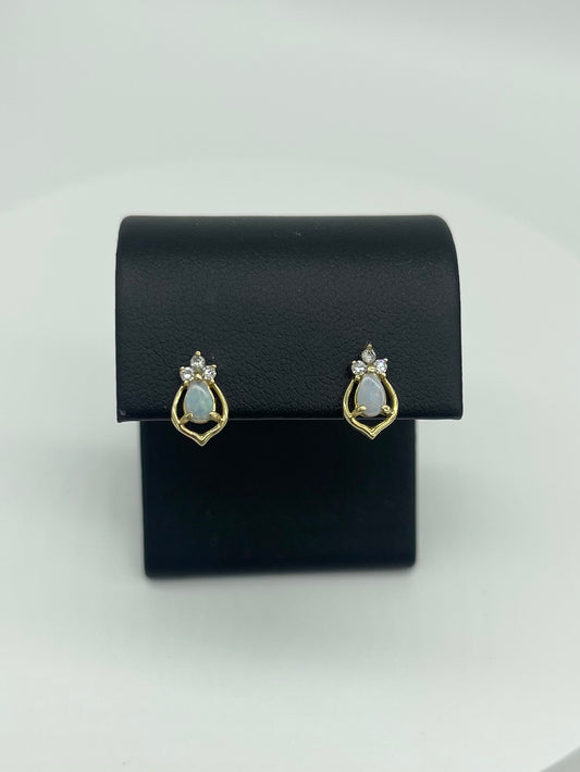 Opal & Diamond Earrings