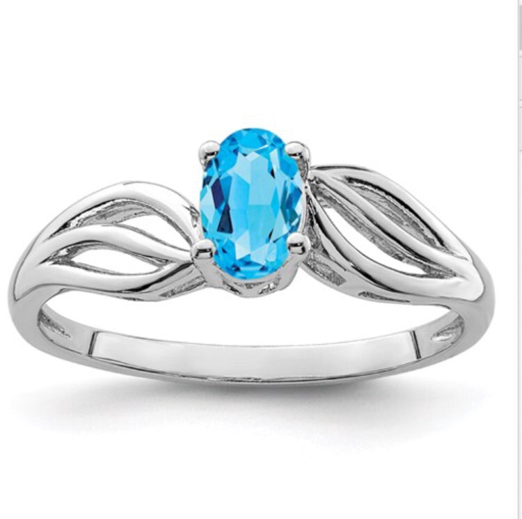 Sterling Wave Birthstone Rings