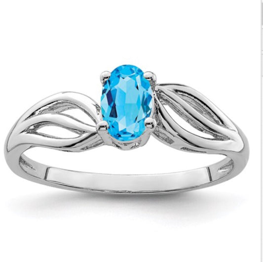 Sterling Wave Birthstone Rings