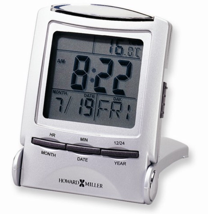 Silver Finish Travel Alarm Clock
