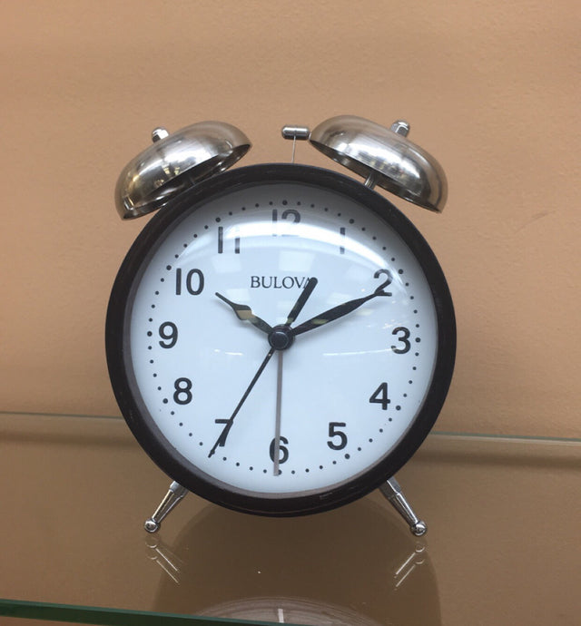 Old Fashion Bell Wooden Bulova Alarm Clock