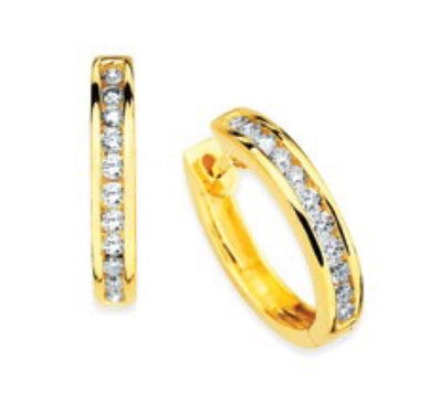 Channel Set Diamond Hoop Earrings