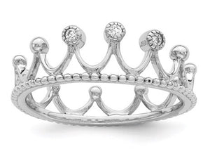 Sterling Silver & CZ Crown Ring