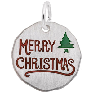 Sterling Silver Merry Christmas Tag Charm
