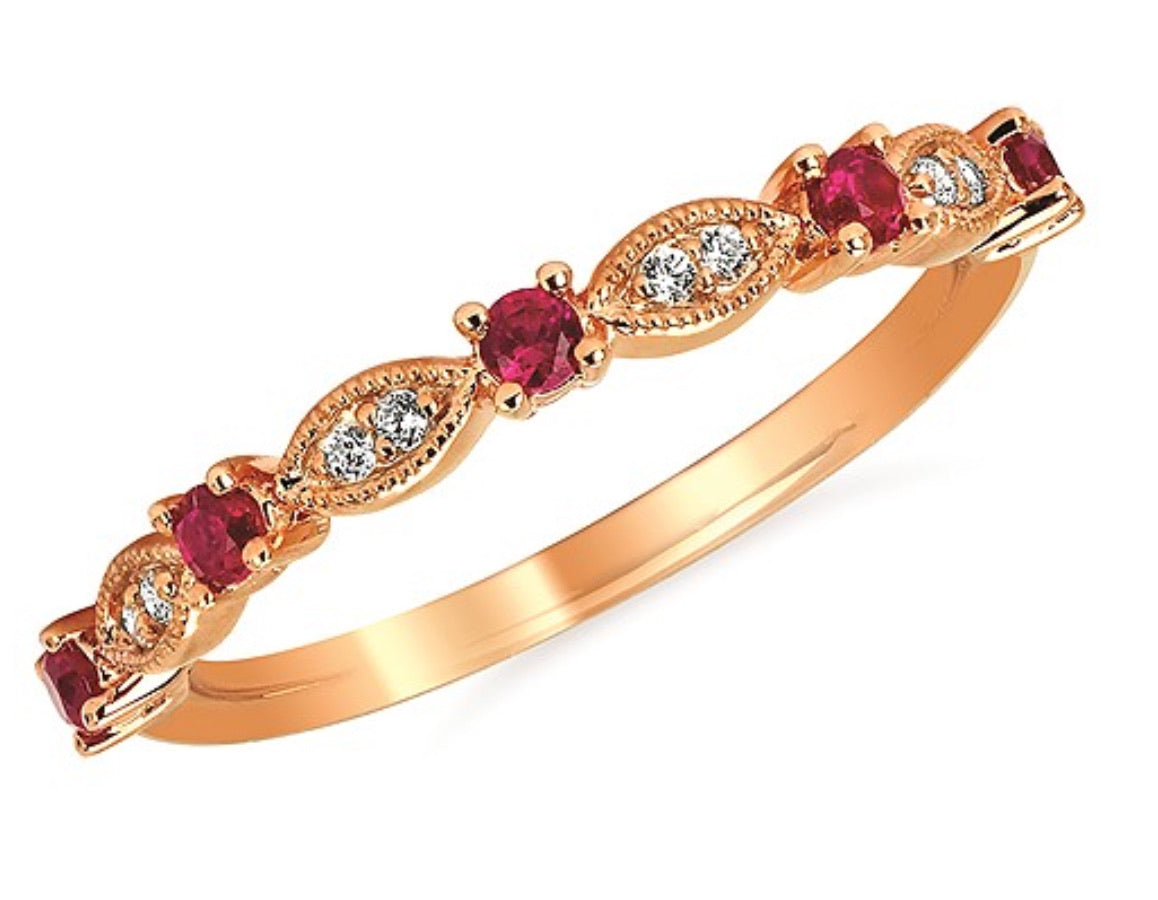 Diamond and Gemstone Stackable Ring