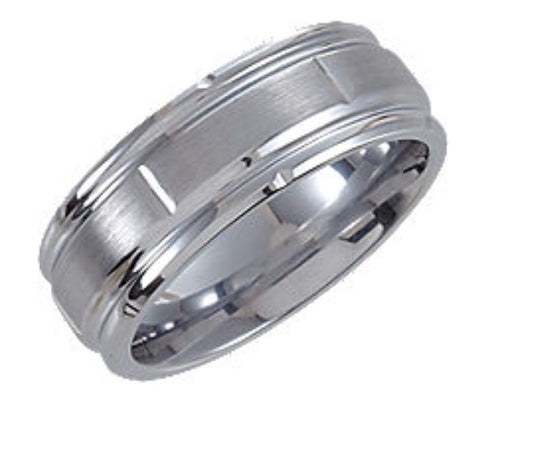 Men’s Bright Cut Design Tungsten Wedding Band