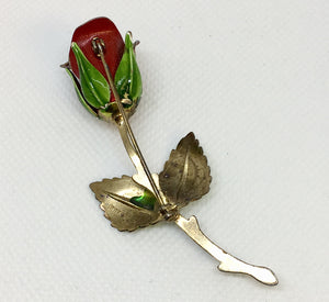 Enameled Rose Vintage Brooch