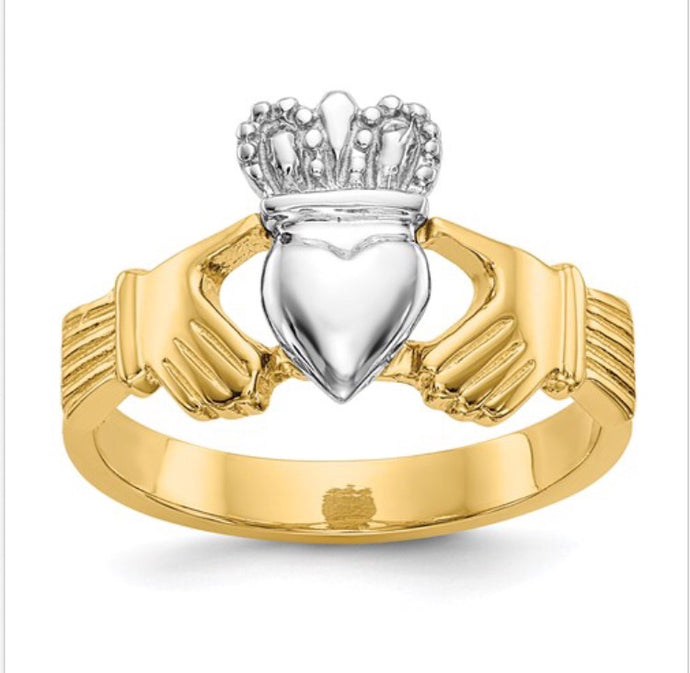 14k Two-Tone Claddagh Ring