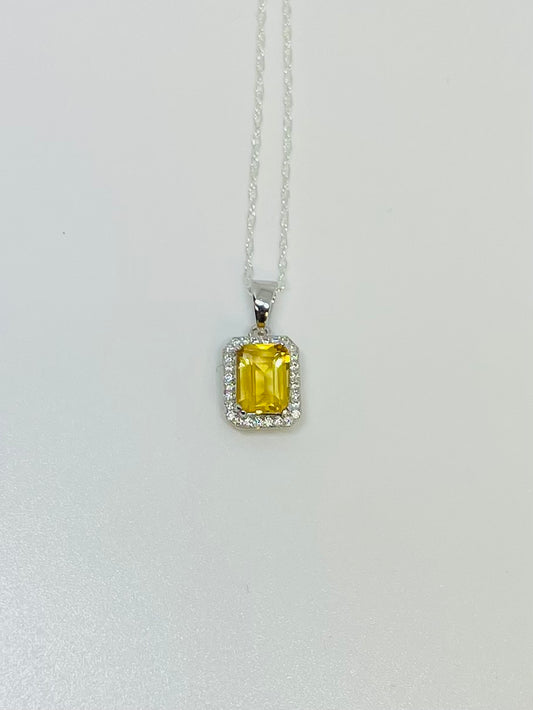 Emerald Cut Citrine Necklace
