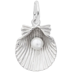 Sterling Silver Clamshell with Pearl Charm