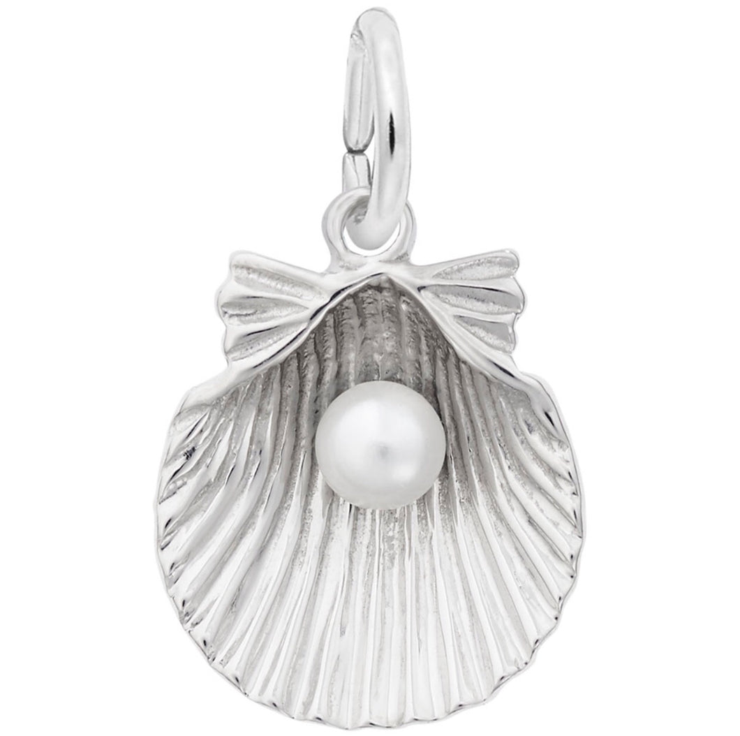 Sterling Silver Clamshell with Pearl Charm