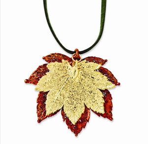 Copper & Gold Dipped Maple Leaf Necklace