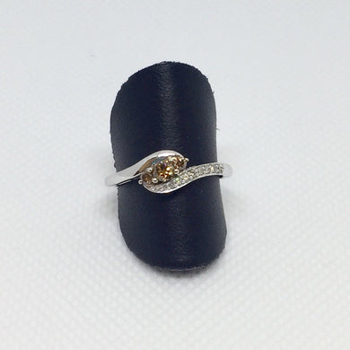 Three Stone Brown Diamond Ring
