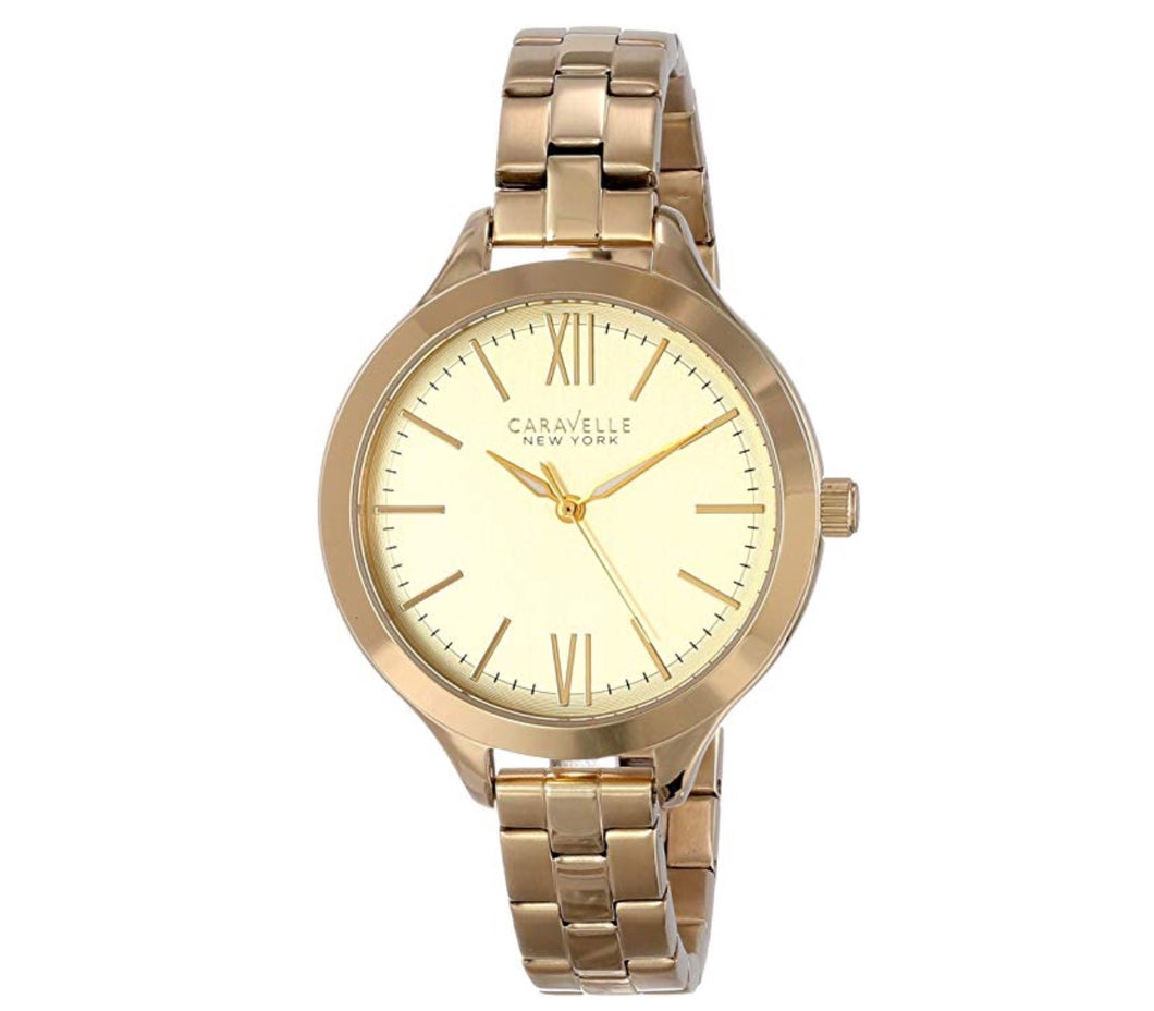 Women’s Gold-Tone Champagne Dial Caravelle Watch