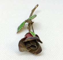 Load image into Gallery viewer, Enameled Rose Vintage Brooch