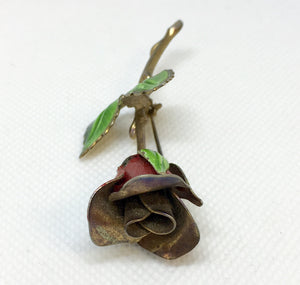 Enameled Rose Vintage Brooch