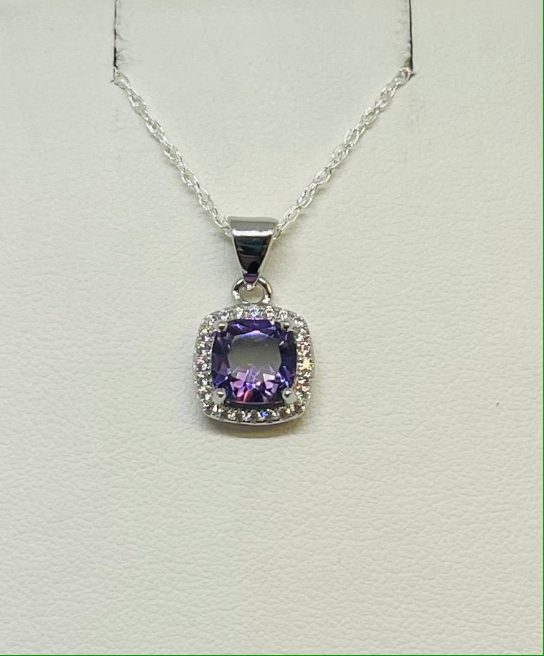 Cushion Cut Amethyst Necklace
