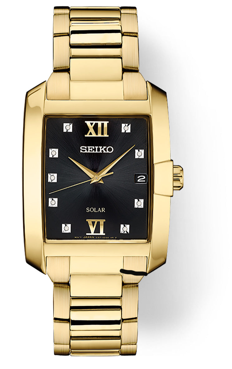 Black and a Gold Square Mens Watch