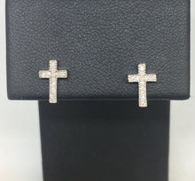Load image into Gallery viewer, Diamond Cross Post Earrings