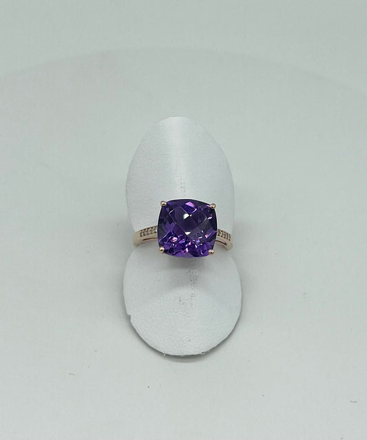 Checkerboard Amethyst Ring