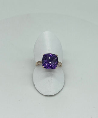 Checkerboard Amethyst Ring
