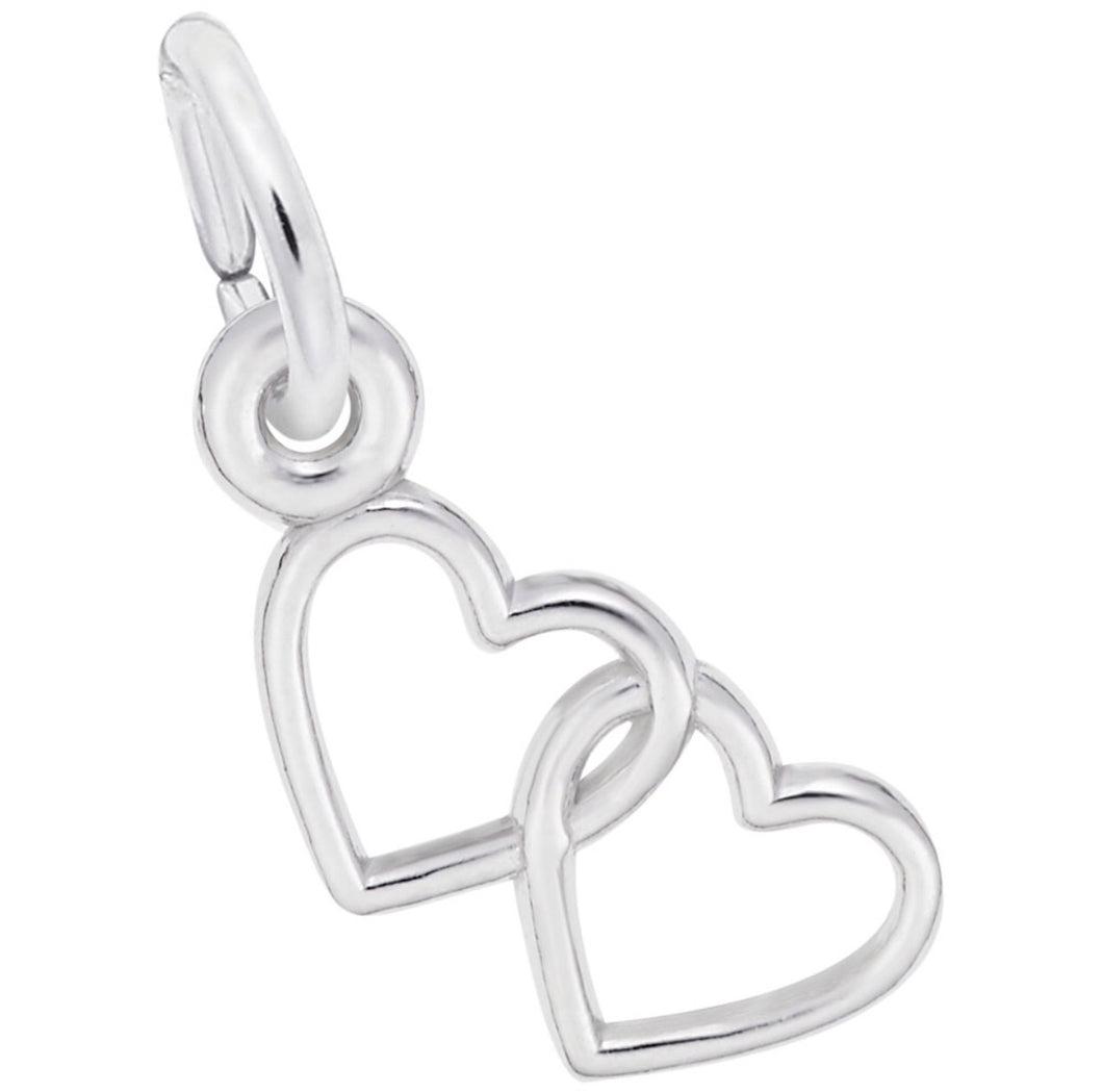 Sterling Silver Two Open Hearts Charm