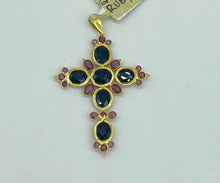 Load image into Gallery viewer, 18K Gemstone Cross