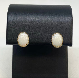 Oval Opal Post Earrings
