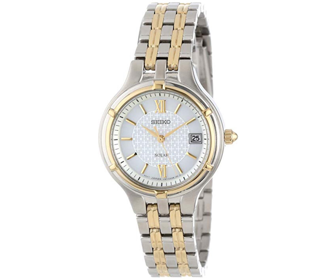 Women’s Two-Tone White Dial Solar Watch