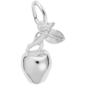 Sterling Silver 3D Apple Charm