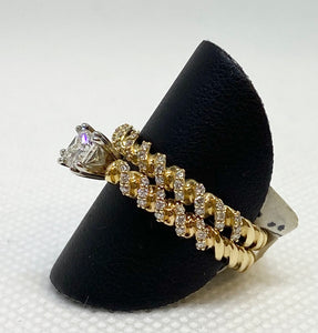 Princess Cut 14K Yellow Gold Engagement | Wedding Ring Set