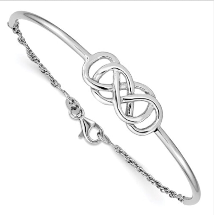 Sterling Silver Double Infinity Symbol Bangle