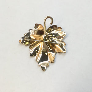 Pearl & Gold Plate Leaf Brooch