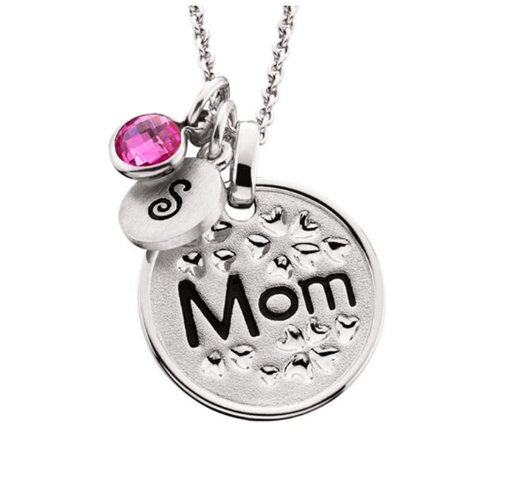 Silver Floral Mom Pendant Necklace