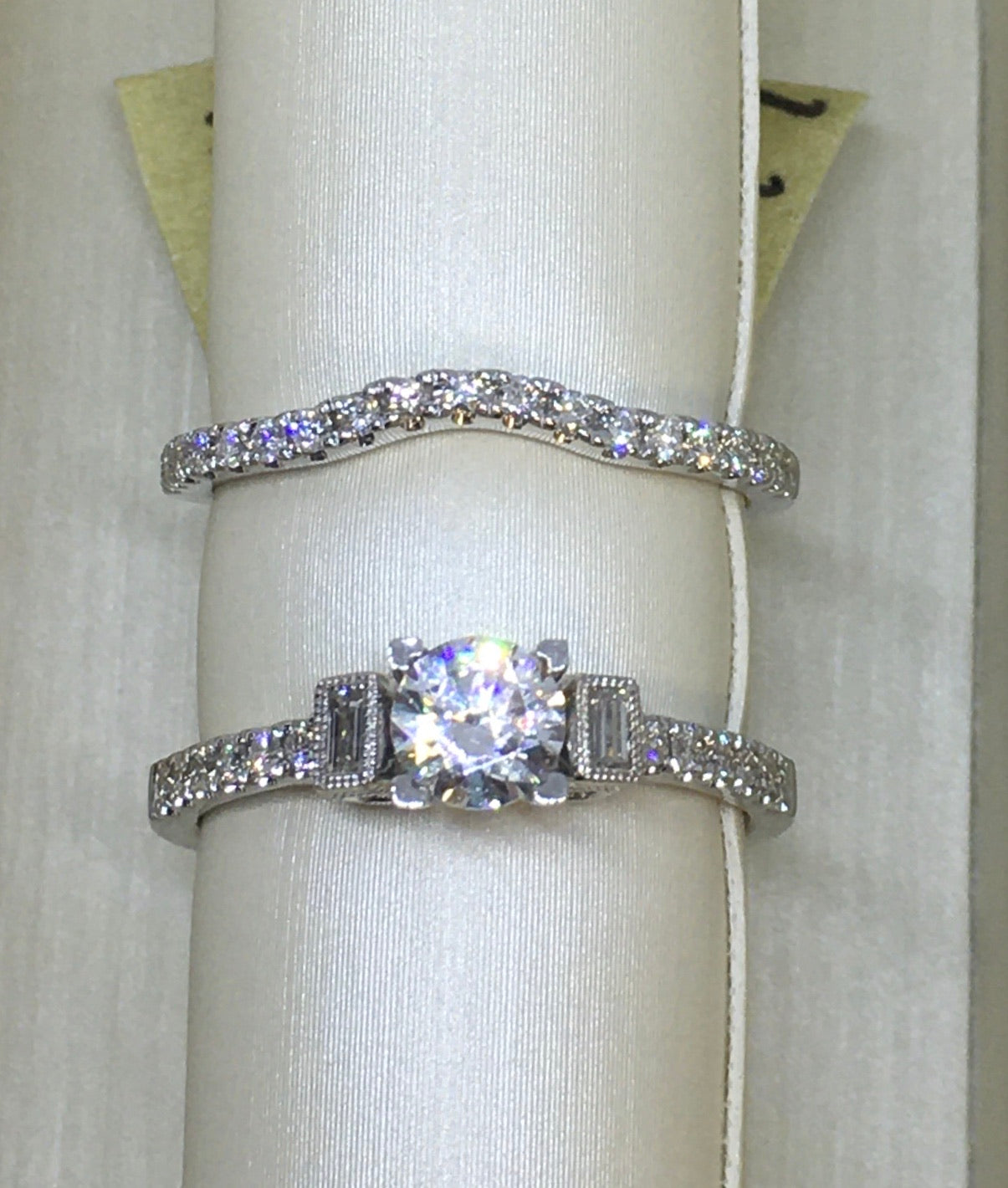 Unique 14k White Gold Engagement Set