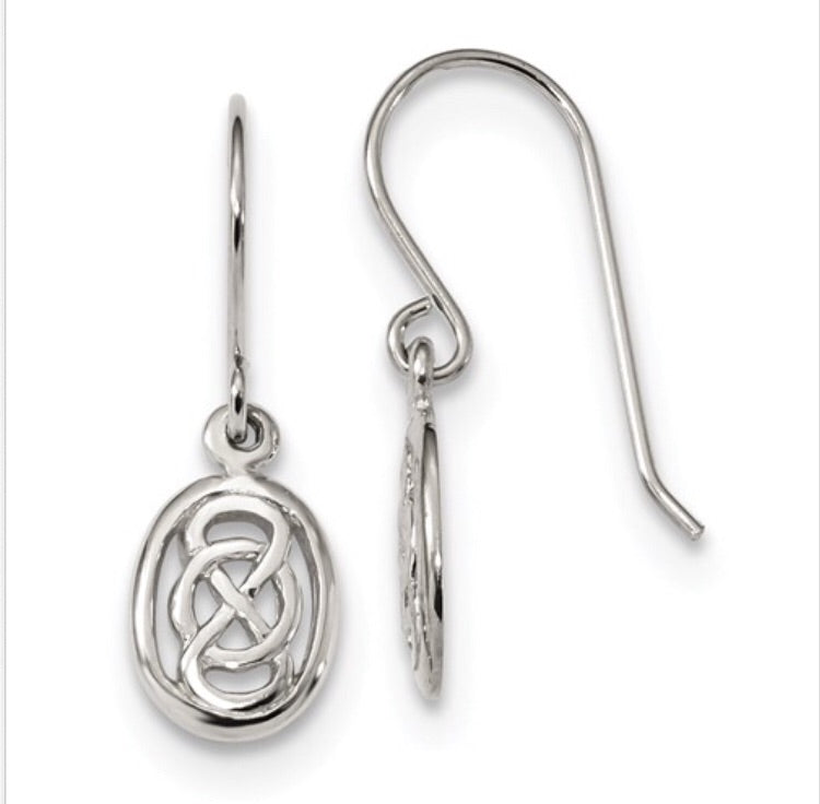 Sterling Silver Celtic Knot In Oval Earrings