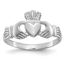 Load image into Gallery viewer, 14k White Gold Ladies Claddagh Ring