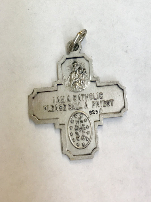 Sterling Silver Antiqued 4-way Medal