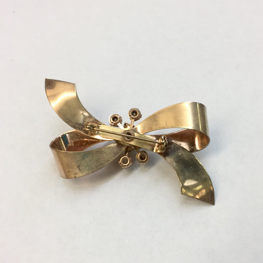 Gold Plated & Rhinestone Brooch