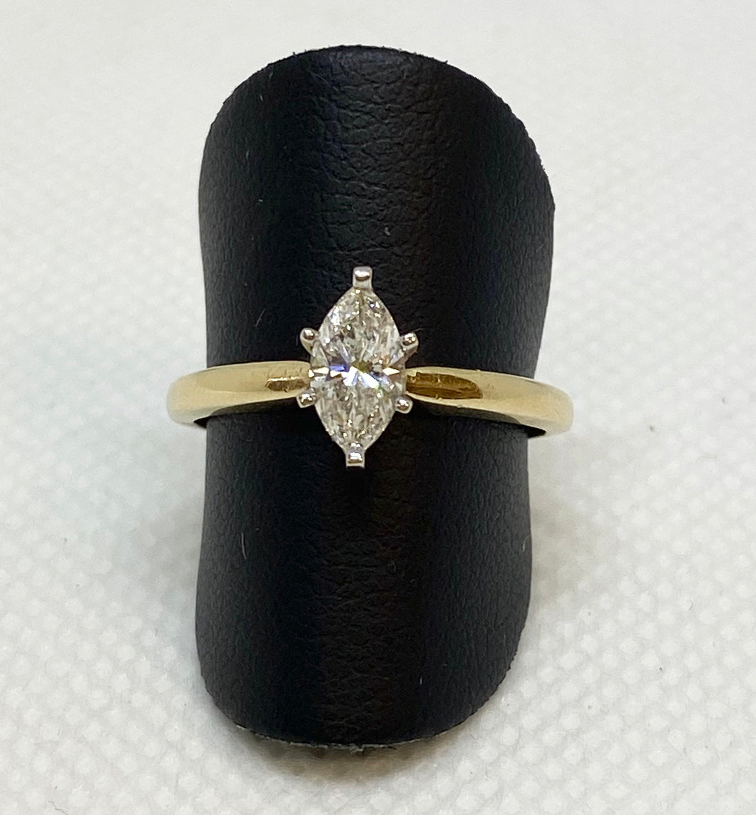 Meaningful 14K Yellow Gold Marquise Solitaire Engagement Ring