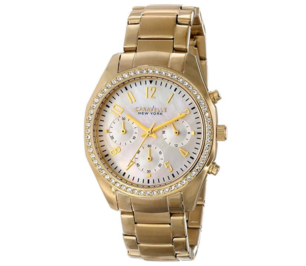 Women’s Gold-Tone Mother of Pearl Dial Caravelle Watch