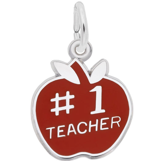 Number One Teacher Apple Charm