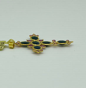 18K Gemstone Cross