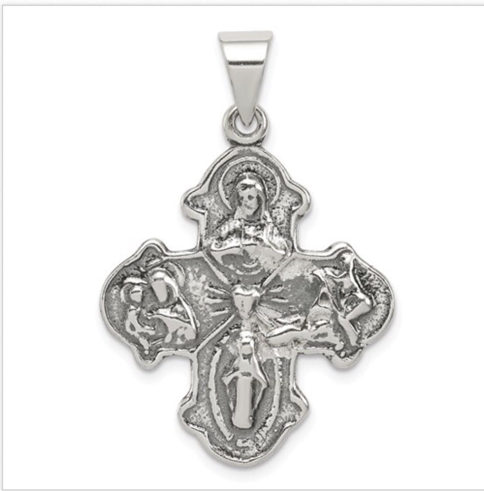 Sterling Silver Antiqued 4-way Medal