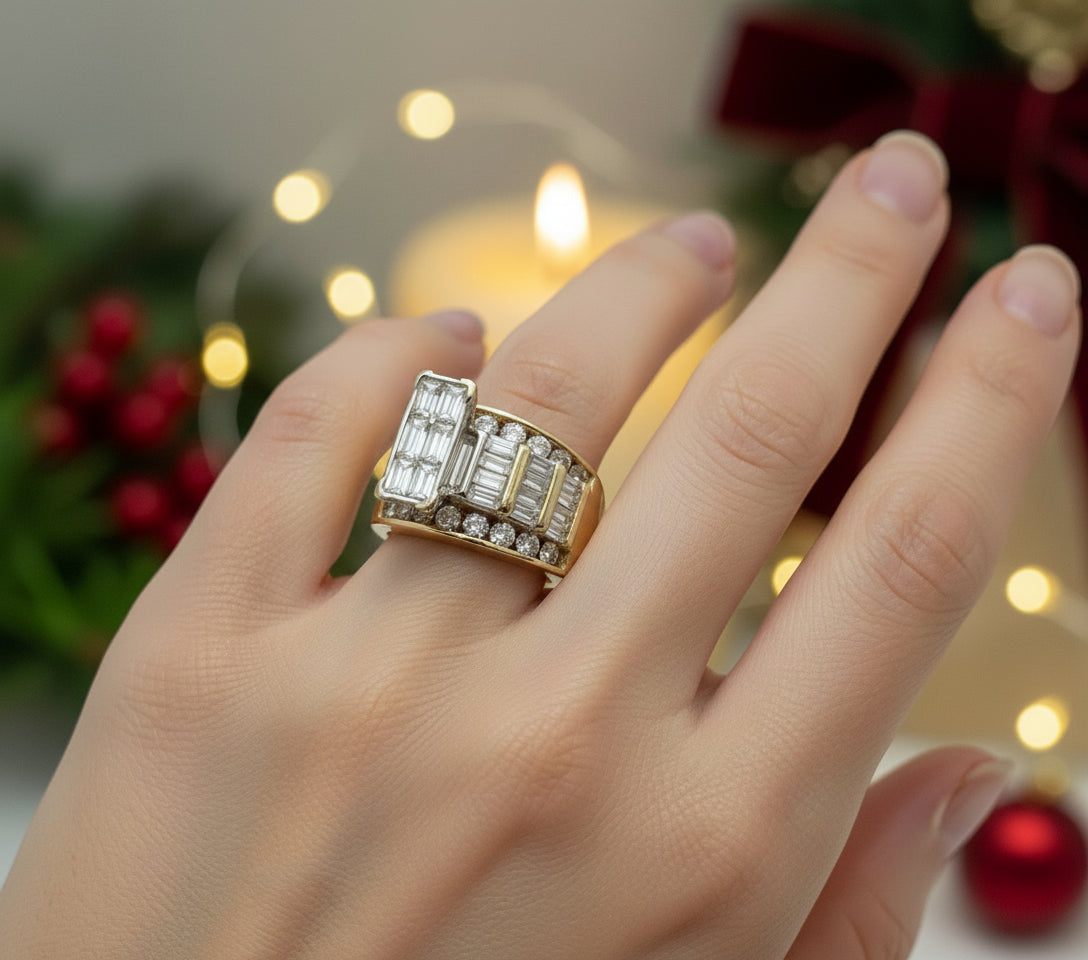 Luxe Invisible-Set Diamond Statement Ring