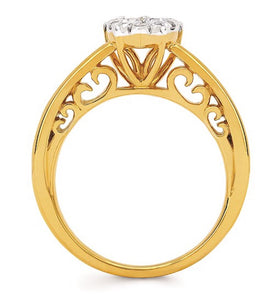 Diamond Pear Shape Cluster Wedding Set