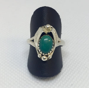 Green Turquoise & Silver Ring