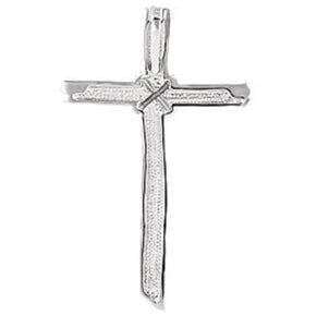 Wood Grain Silver Cross