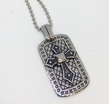 Load image into Gallery viewer, Men’s Stainless Steel Dog Tag Cross Necklace